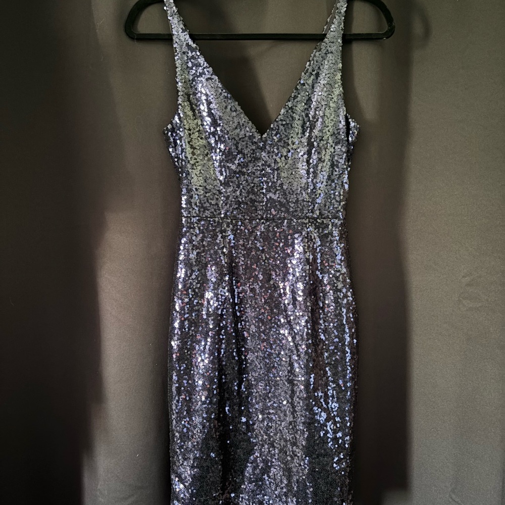 Elegant Silver/Blue Sequin Dress